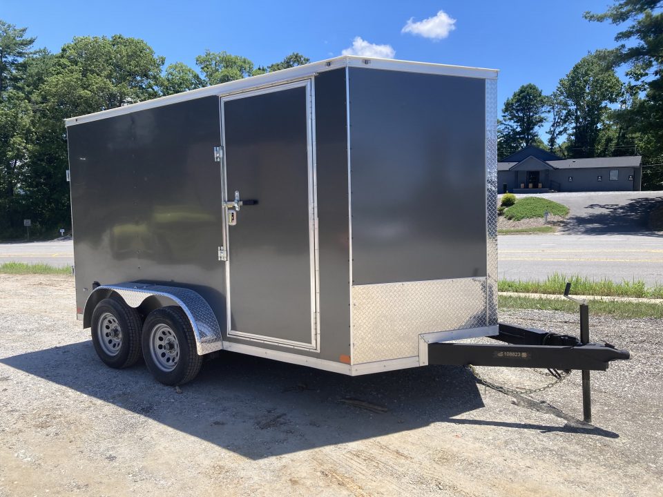 New 2026 Covered Wagon Trailers 7X12TA2 Cargo / Enclosed Trailer / 7x12 / 77.5" Interior Height / 4-5,000# D-Rings / .080 Charcoal Gray / 36" Side Door w/Bar Lock/ Ramp Rear Door