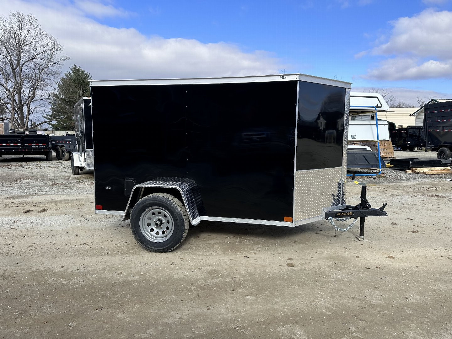 New 2025 Covered Wagon Trailers 5X8SA Cargo / Enclosed Trailer / 5X8 .030 Black Aluminum / 60" Interior Height / Single Swing Rear Door