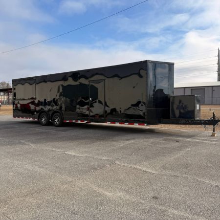 New 8.5X32TA5 Black Gullwing Porch Trailer