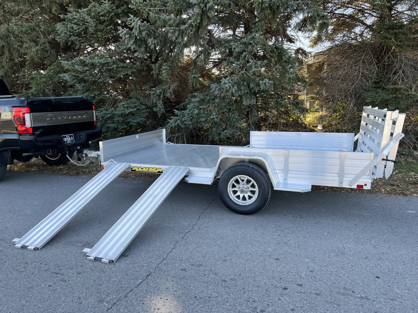 New 2027 Aluma 6'9" x 12 SR Utility Trailer w/ Side Ramps/Solid Rear Sides & Bi-Fold Gate