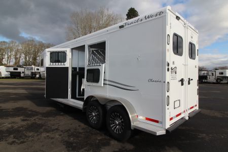 New 2026 Trails West Classic 7x7 Living Quarters Weekender - A/C - Shower & Toilet - Pass Through & Escape Door - Side Tack - 2 Horse Trailer