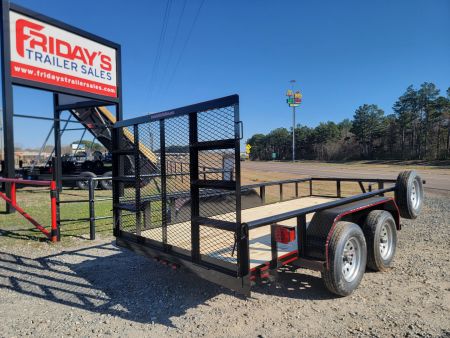 New 2026 Double A 14'x77" Tandem Axle Pipe Top w/ Tailgate Utility Trailer