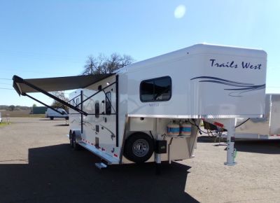 New 2026 Trails West Classic LQ 3H 10x15 Slide Out- Awning- Horse Trailer