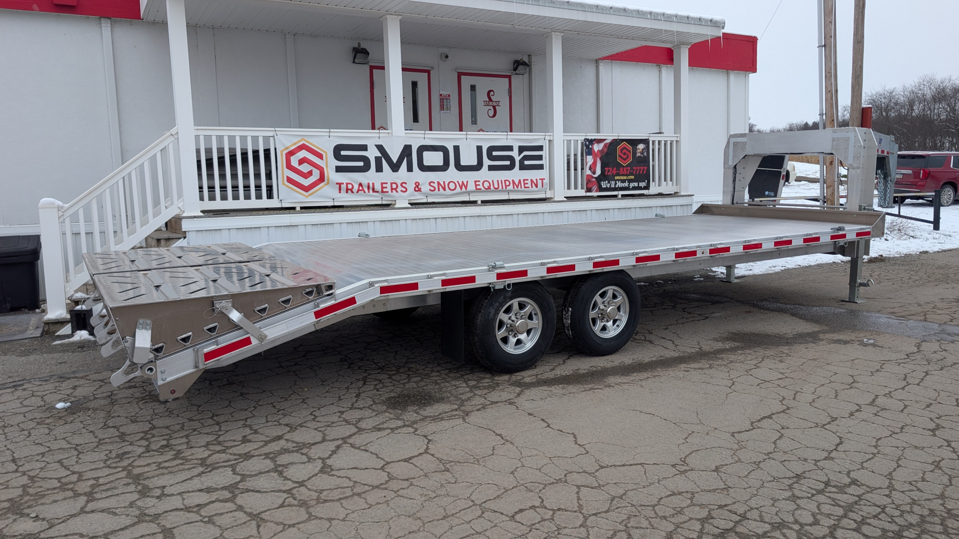New 2026 EBY 20+4 TRADESMAN GOOSENECK ALUMINUM DECKOVER Trailer w/ 50/50 Fold Flat Ramps