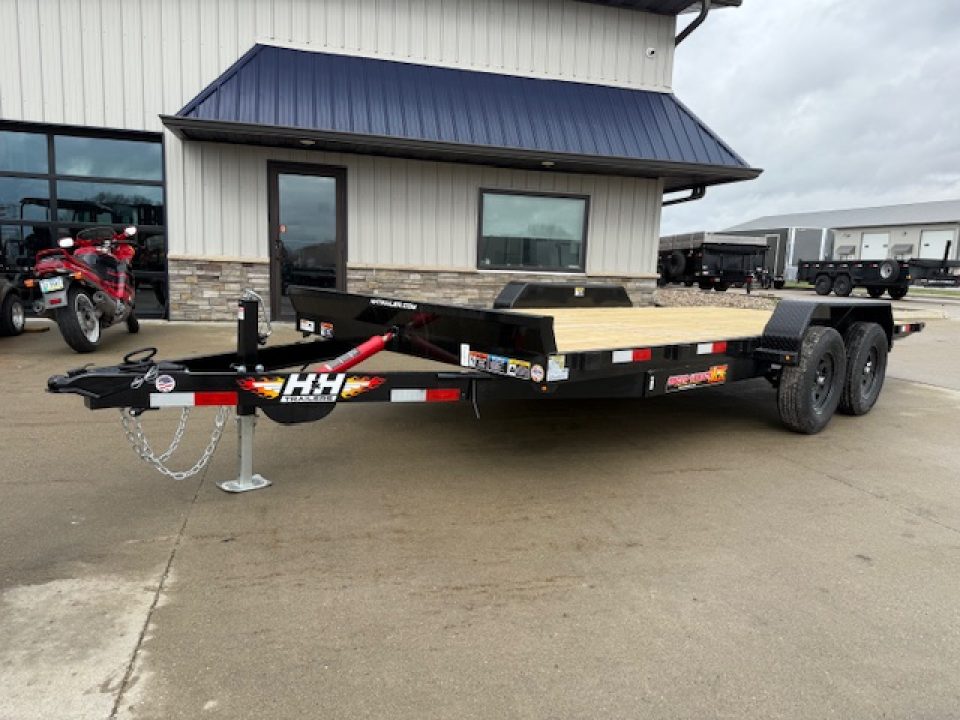 New 2026 H&H Black 82"x18' 7k Manual Tilt Speed Loader Car Hauler Trailer
