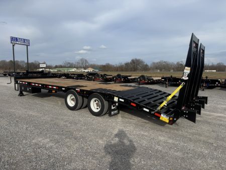 New 2027 Behnke 102"x27' 20 TON Pintle Hitch Tag Trailer *AIR RAMPS*
