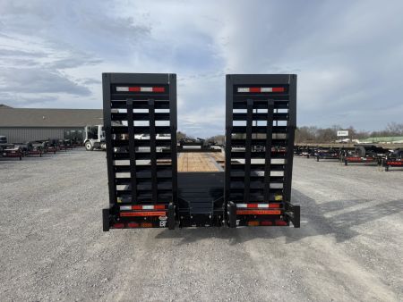 New 2027 Behnke 102"x27' 20 TON Pintle Hitch Tag Trailer *AIR RAMPS*