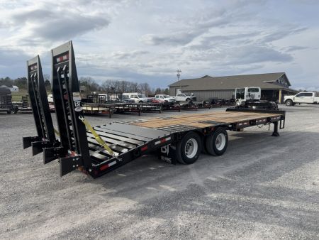 New 2027 Behnke 102"x27' 20 TON Pintle Hitch Tag Trailer *AIR RAMPS*