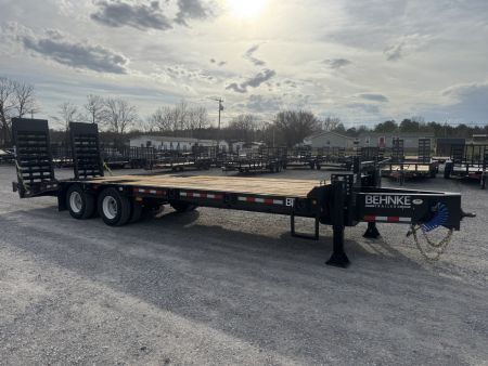 New 2027 Behnke 102"x27' 20 TON Pintle Hitch Tag Trailer *AIR RAMPS*