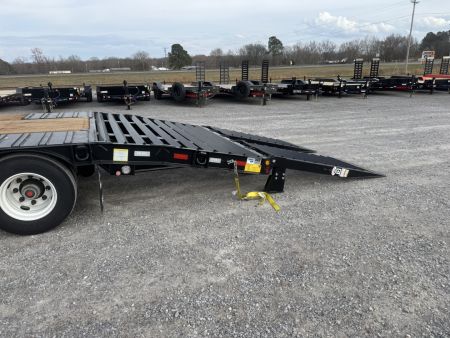 New 2027 Behnke 102"x27' 20 TON Pintle Hitch Tag Trailer *AIR RAMPS*