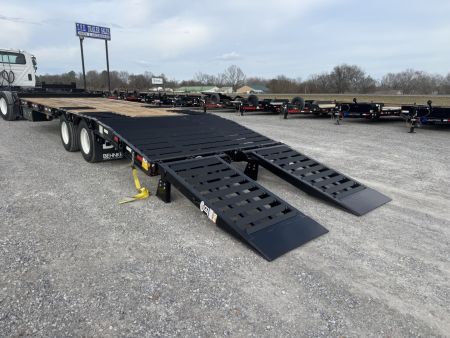 New 2027 Behnke 102"x27' 20 TON Pintle Hitch Tag Trailer *AIR RAMPS*
