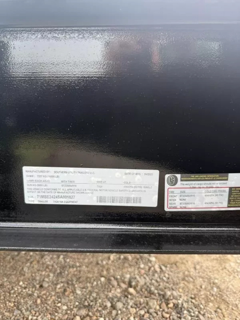 New 2025 Southern Utility 7x24TA Equipment Trailer