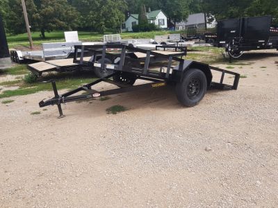 New 2026 MEB 77 x10 Angle Iron Tilt Utility Trailer w/Board Holders