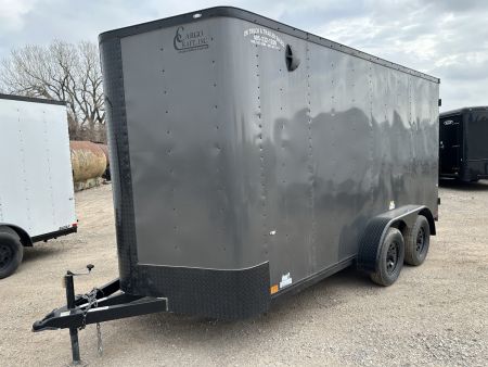 New 2025 Cargo Craft 7'x16'x7'tall Elite V Nose Sport with ramp in Charcoal / Black out Cargo / Enclosed Trailer