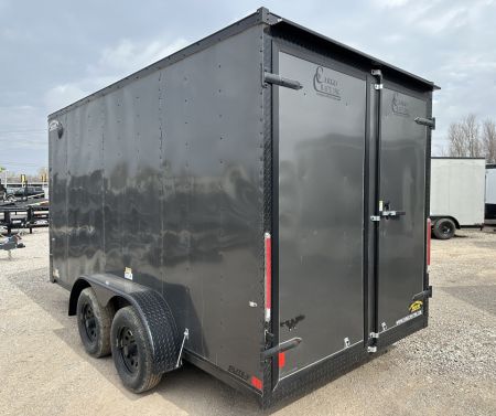 New 2025 Cargo Craft 7'x16'x7'tall Elite V Nose Sport with ramp in Charcoal / Black out Cargo / Enclosed Trailer