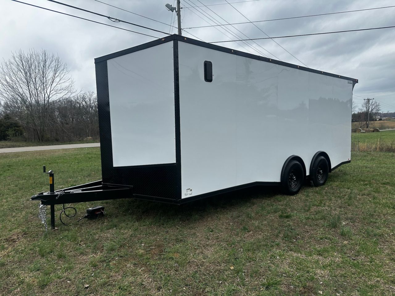 New 2026 8.5x20 Car Hauler 5200 lb torsions - White poly-Blackout- Enclosed Car Hauler