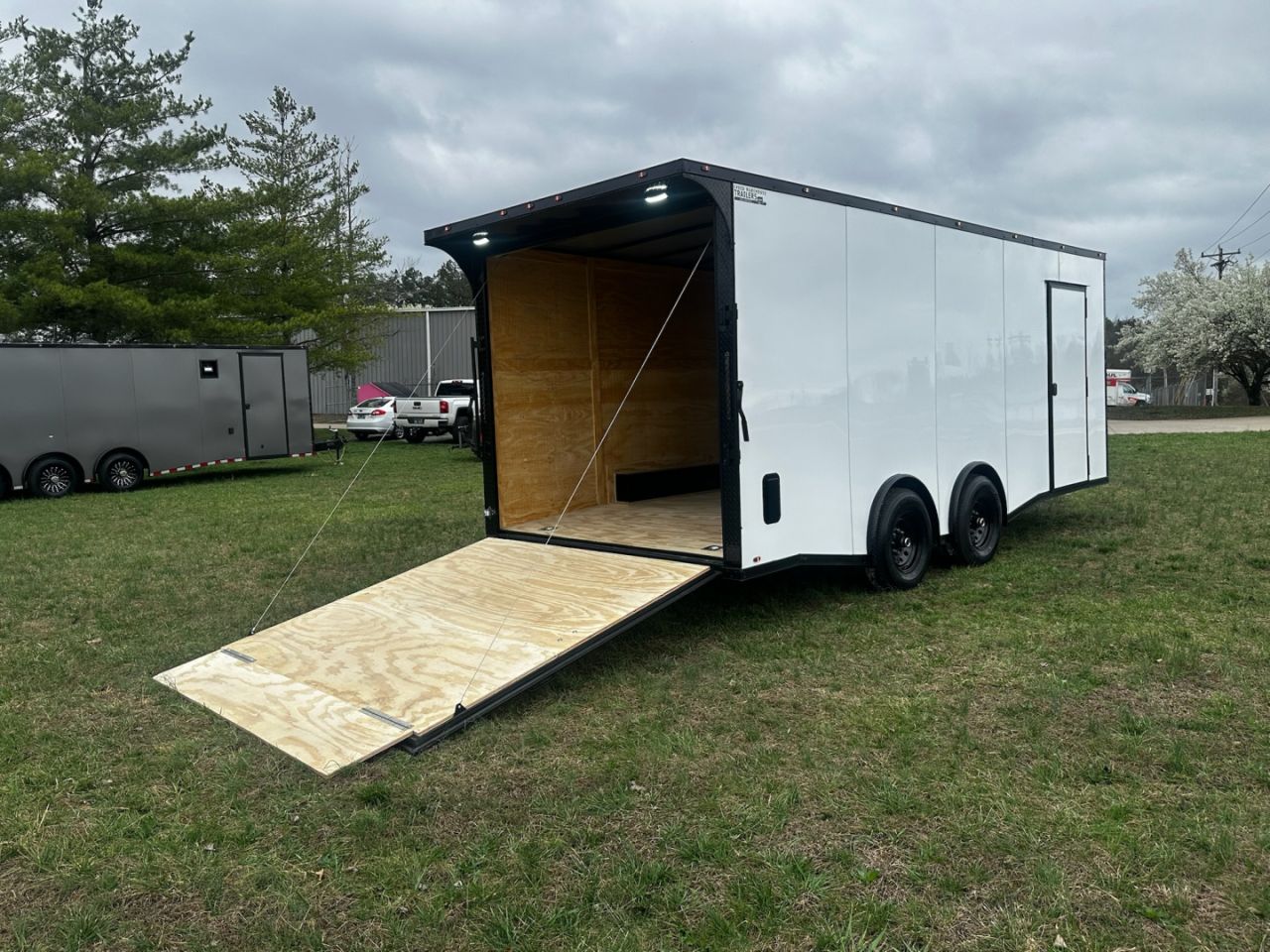 New 2026 8.5x20 Car Hauler 5200 lb torsions - White poly-Blackout- Enclosed Car Hauler