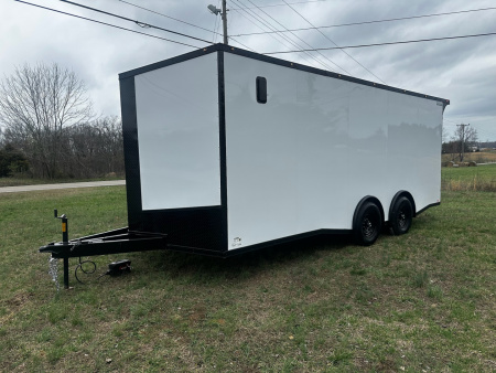 New 2026 8.5x20 Car Hauler 5200 lb torsions - White poly-Blackout- Enclosed Car Hauler