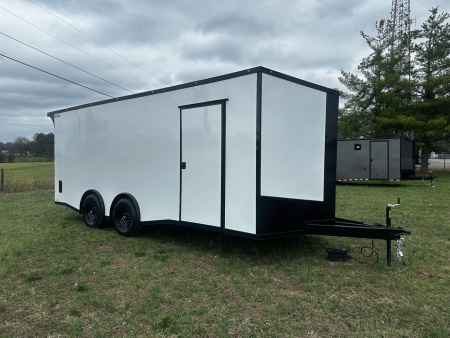 New 2026 8.5x20 Car Hauler 5200 lb torsions - White poly-Blackout- Enclosed Car Hauler