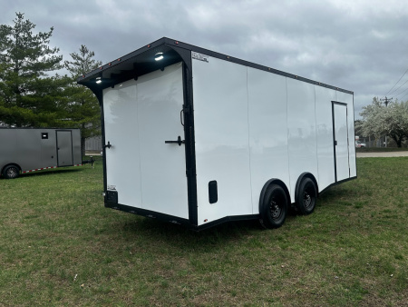 New 2026 8.5x20 Car Hauler 5200 lb torsions - White poly-Blackout- Enclosed Car Hauler
