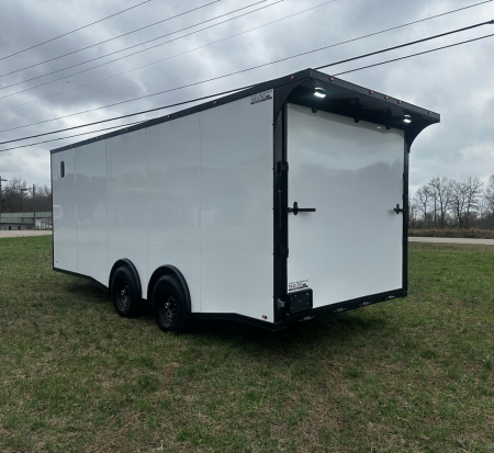 New 2026 8.5x20 Car Hauler 5200 lb torsions - White poly-Blackout- Enclosed Car Hauler
