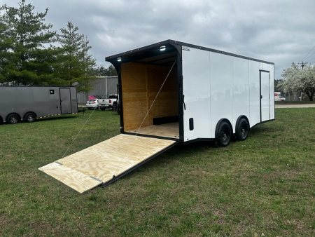 New 2026 8.5x20 Car Hauler 5200 lb torsions - White poly-Blackout- Enclosed Car Hauler
