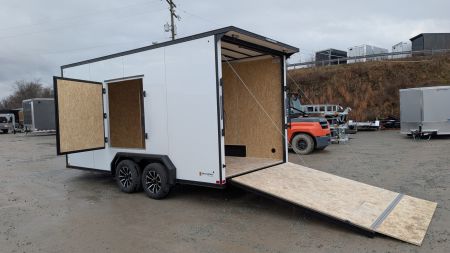 New 2026 BELMONT 7.5 x 16 V-Nose Cargo Trailer w/ Ramp Door (90" INSIDE HEIGHT!!!)
