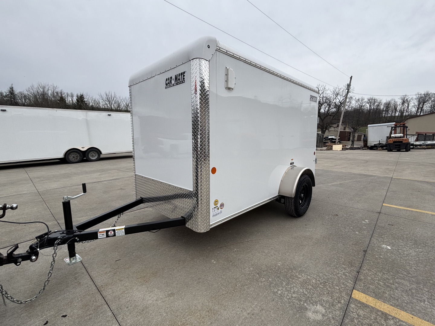 New 2027 Car Mate Trailers 5X10 Sportster Enclosed Trailer - Crystal White - 6" extra height - W/ Ramp Door - 2990# GVWR