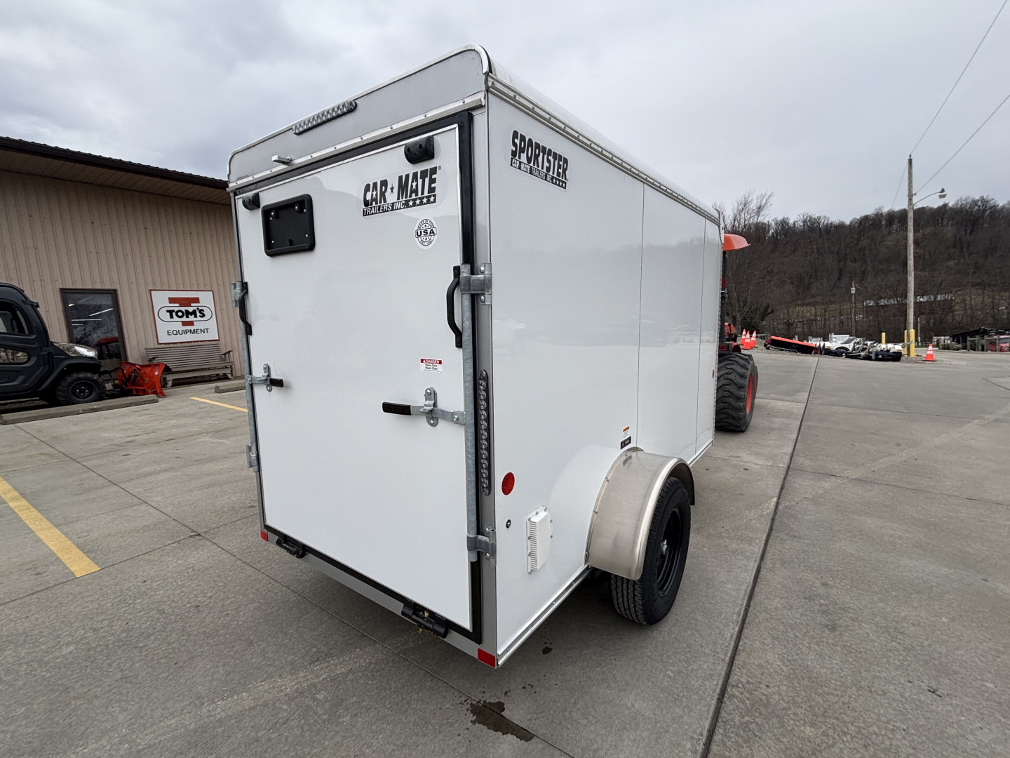 New 2027 Car Mate Trailers 5X10 Sportster Enclosed Trailer - Crystal White - 6" extra height - W/ Ramp Door - 2990# GVWR
