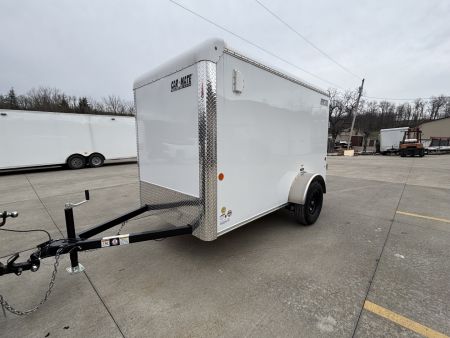New 2027 Car Mate Trailers 5X10 Sportster Enclosed Trailer - Crystal White - 6" extra height - W/ Ramp Door - 2990# GVWR