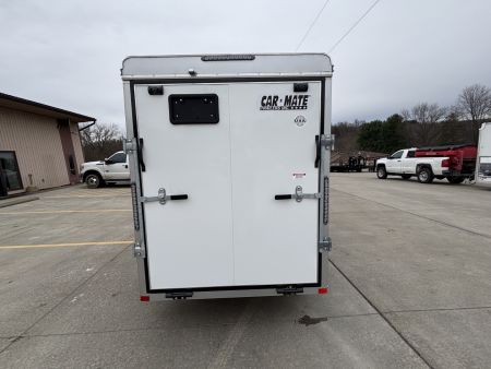 New 2027 Car Mate Trailers 5X10 Sportster Enclosed Trailer - Crystal White - 6" extra height - W/ Ramp Door - 2990# GVWR