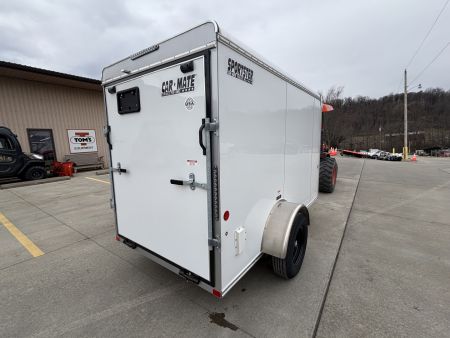 New 2027 Car Mate Trailers 5X10 Sportster Enclosed Trailer - Crystal White - 6" extra height - W/ Ramp Door - 2990# GVWR
