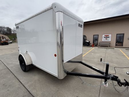 New 2027 Car Mate Trailers 5X10 Sportster Enclosed Trailer - Crystal White - 6" extra height - W/ Ramp Door - 2990# GVWR