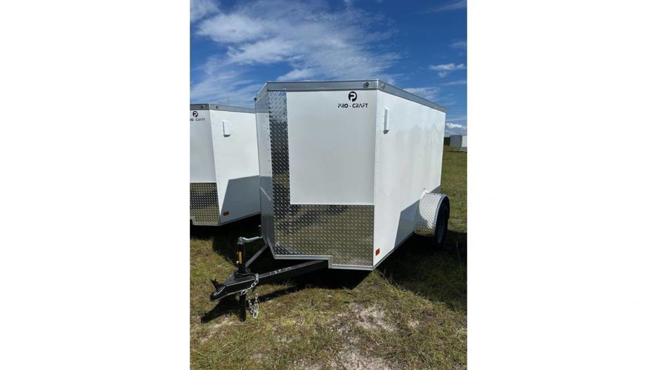 New 2026 Pro Craft Compact 4x8 White Cargo Trailer – Lightweight Single Axle Enclosed Trailer