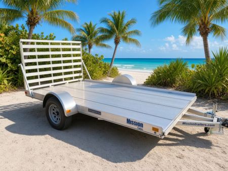New 2026 Mission 7 x 12 Lightweight Aluminum Utility Single Axle Trailer Perfect for Golf Carts & Small Mowers