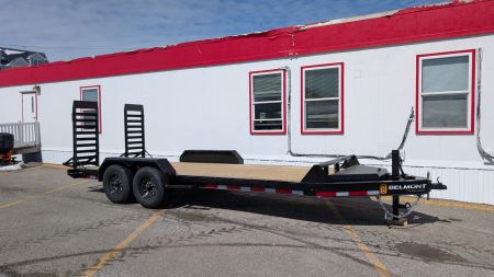New 2026 Belmont 18' HD Lo Pro Equipment Trailer w/ 5' Stand Up Ramps 16K