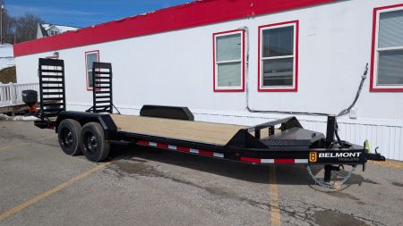 New 2026 Belmont 18' HD Lo Pro Equipment Trailer w/ 5' Stand Up Ramps 14K