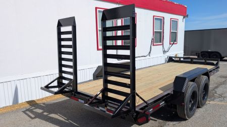 New 2026 Belmont 18' HD Lo Pro Equipment Trailer w/ 5' Stand Up Ramps 14K