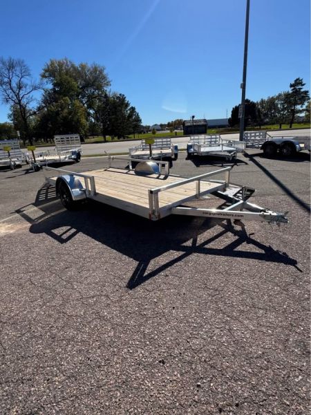 New 2026 ALCOM NEW 2026 Alcom 80x14 Aluminum Utility with side load & rear bifold ramp Utility Trailer