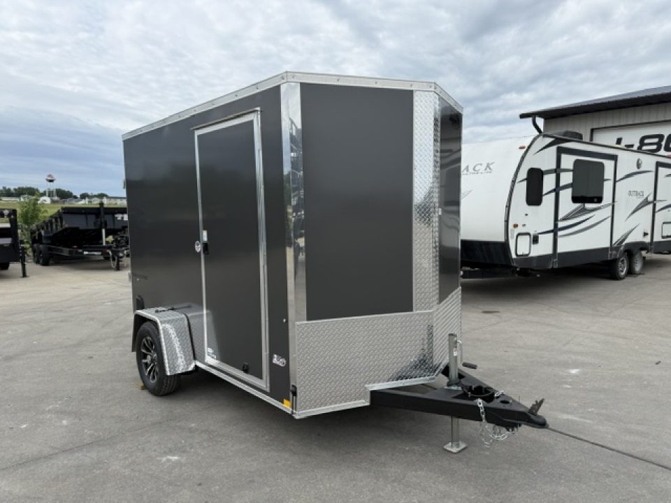 New 2026 Formula Traverse Charcoal 6'x10' 3k Flat Top V-Nose Enclosed Cargo Trailer