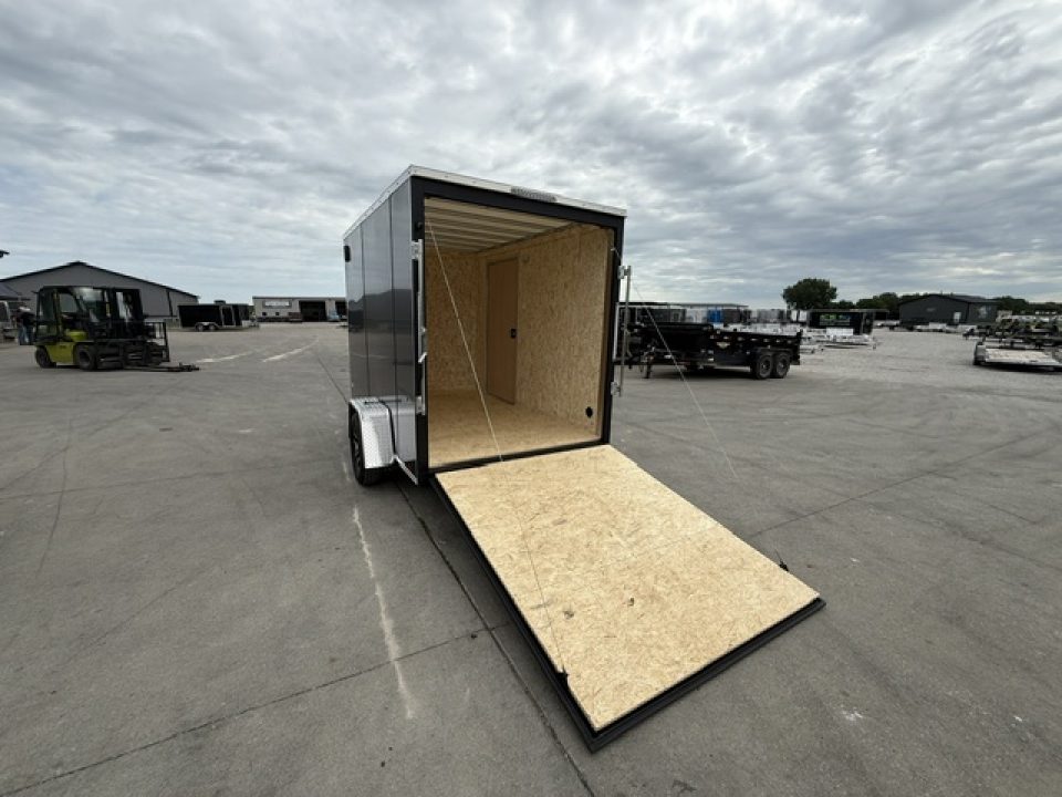 New 2026 Formula Traverse Charcoal 6'x10' 3k Flat Top V-Nose Enclosed Cargo Trailer