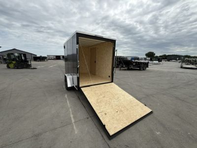 New 2026 Formula Traverse Charcoal 6'x10' 3k Flat Top V-Nose Enclosed Cargo Trailer