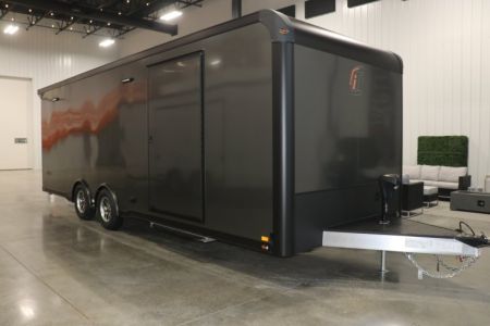 New In-Tech Lite 8.5x24 Race Trailer-10K Charcoal W/ Black Trim- L Base Cabinet, Generator Door, Tool Drawers, & WW Cabinet