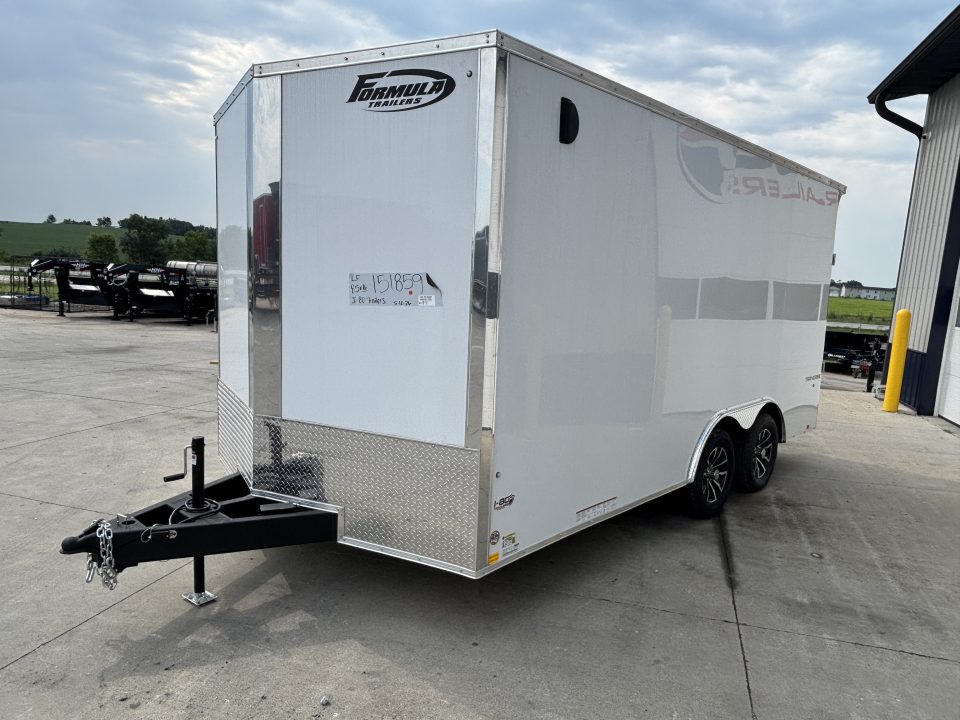 New 2026 Formula Traverse White 8.5'x16' 7k Flat Top V-Nose Enclosed Car Hauler Cargo Trailer