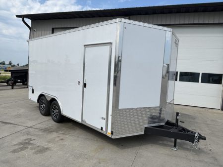 New 2026 Formula Traverse White 8.5'x16' 7k Flat Top V-Nose Enclosed Car Hauler Cargo Trailer