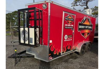 Used 2024 All World Trailers 7 x 16 Tandem Axle Food Truck with AC & Fire Supression