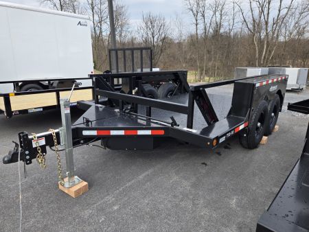 New 6'3" x 12' AIR TOW T12-10 Tandem Axle Drop Deck Equipment Trailer, 13.5k GVWR ***BLACK-OUT w/Spare Mount & 110v Batt. Charger