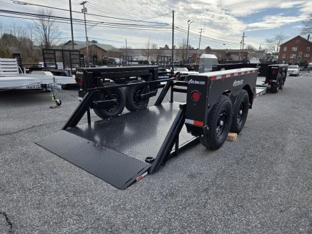 New 6'3" x 12' AIR TOW T12-10 Tandem Axle Drop Deck Equipment Trailer, 13.5k GVWR ***BLACK-OUT w/Spare Mount & 110v Batt. Charger