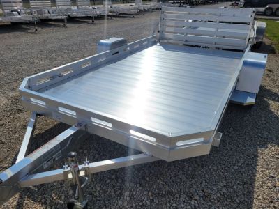 New 2027 Aluma 7712 Heavy Slotted Single Axle Bi-fold Tailgate Utility Trailer