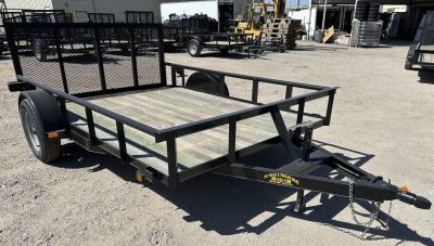 New 2026 Road Boss 83  wide x 10' Long Single Axle with pipe top rail, 3' gate & dove tail Utility Trailer